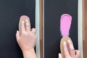 Press cardboard on canvas to create ghost shape.
