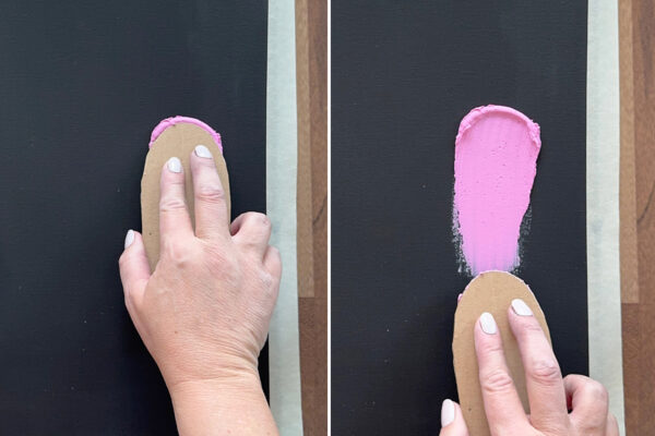 Press cardboard on canvas to create ghost shape.