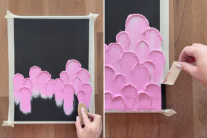 Fill up space with ghost shapes; removing tape.