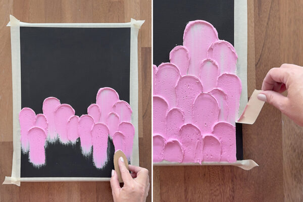 Fill up space with ghost shapes; removing tape.