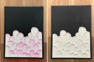 Pink spackling dries white.