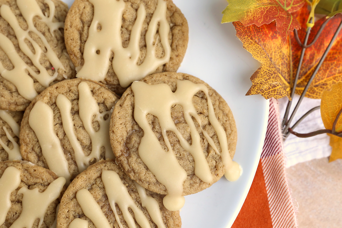 Brown sugar cookies with maple glaze.