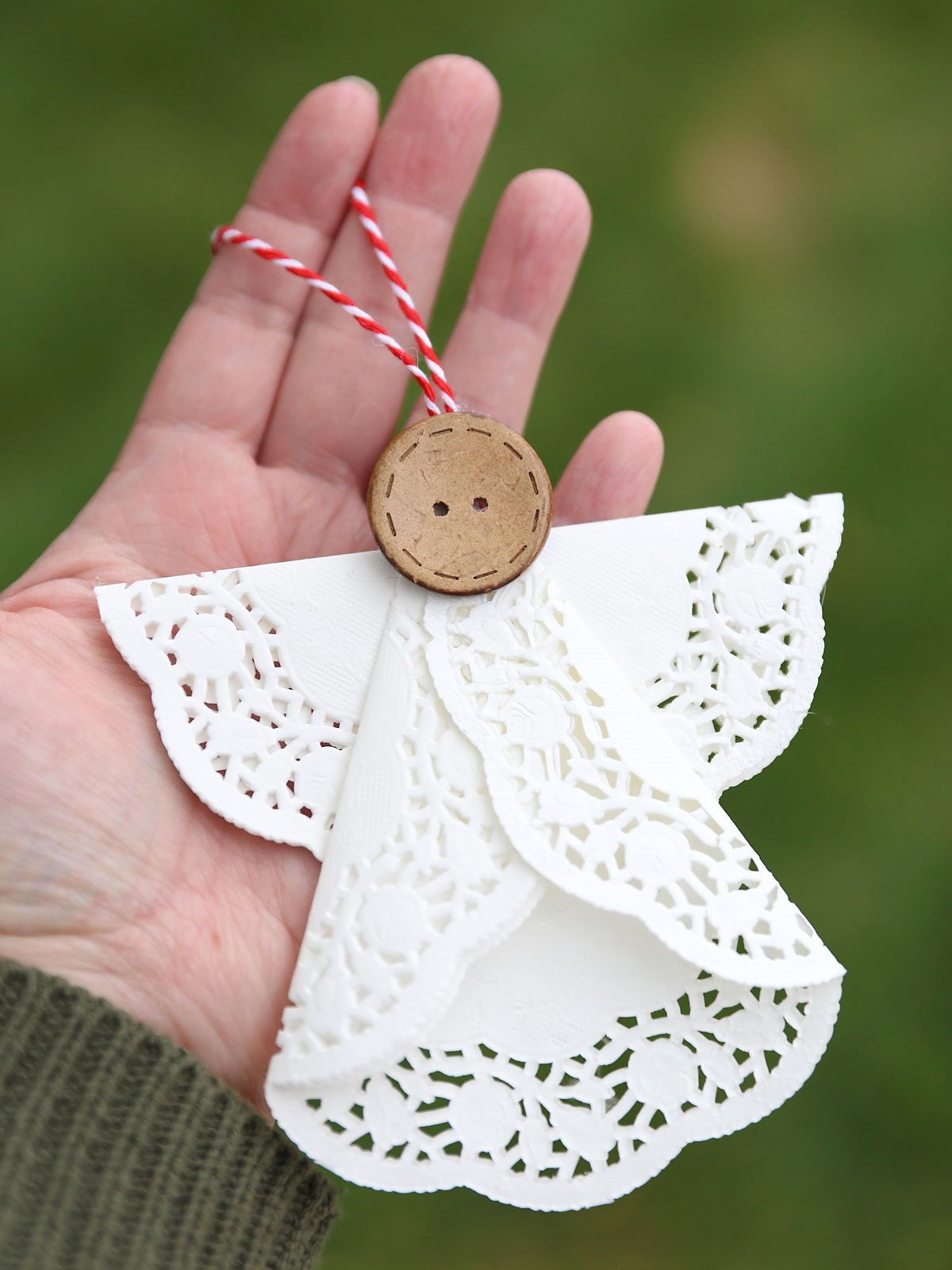 Doily angel Christmas ornament.