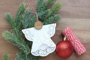 Doily angel Christmas ornament.