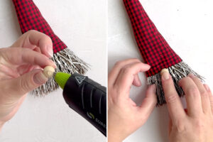 Gluing on wood ball for nose.