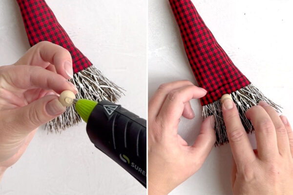 Gluing on wood ball for nose.
