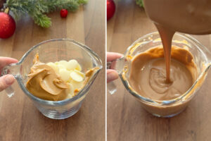 Melting ingredients together.