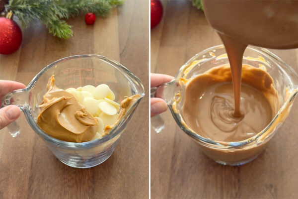 Melting ingredients together.