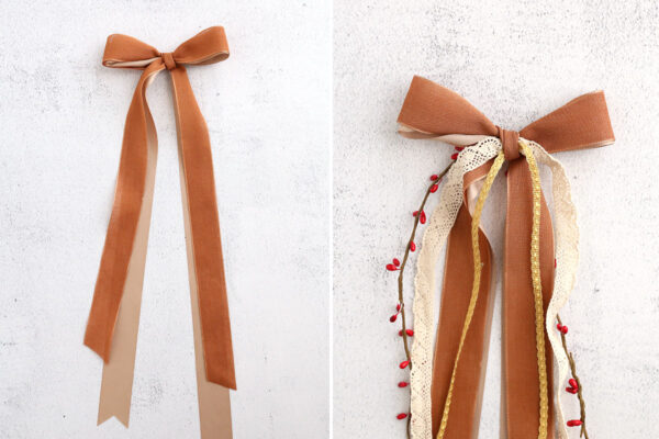 Ribbons tied into a bow.