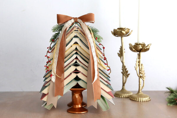 Vintage hardback book Christmas tree.