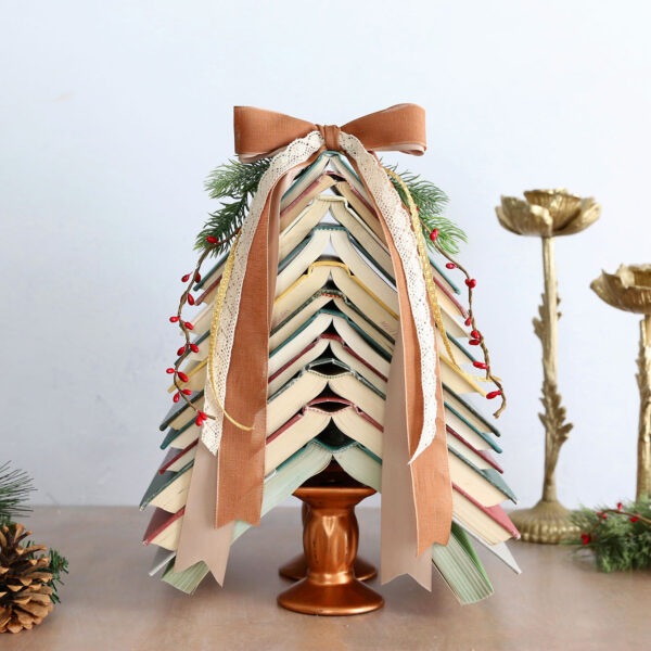 Vintage hardback book Christmas tree.