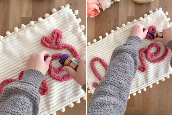 Adding more glue to secure the yarn.