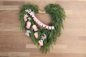 Finished wreath with mini banner.