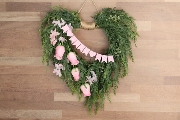 Finished wreath with mini banner.