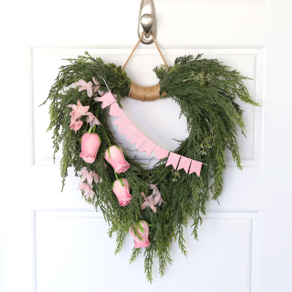 Heart shaped Valentine's wreath.