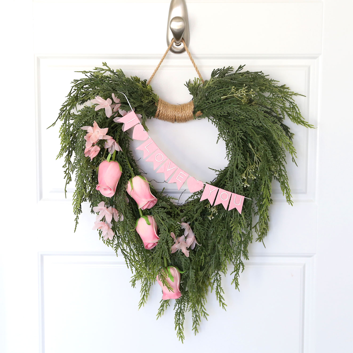 Heart shaped Valentine's wreath.
