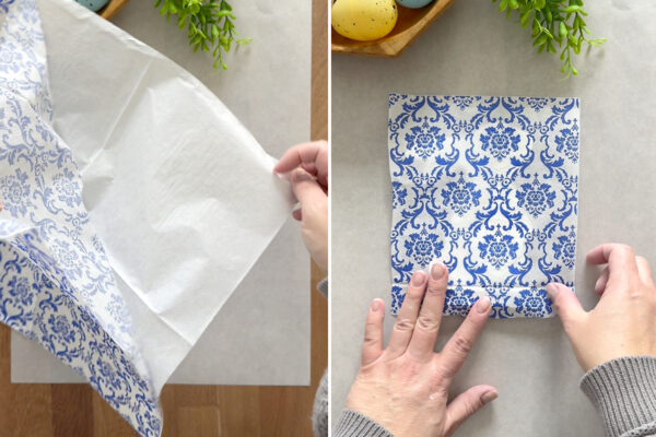 Separating napkin, cutting piece.