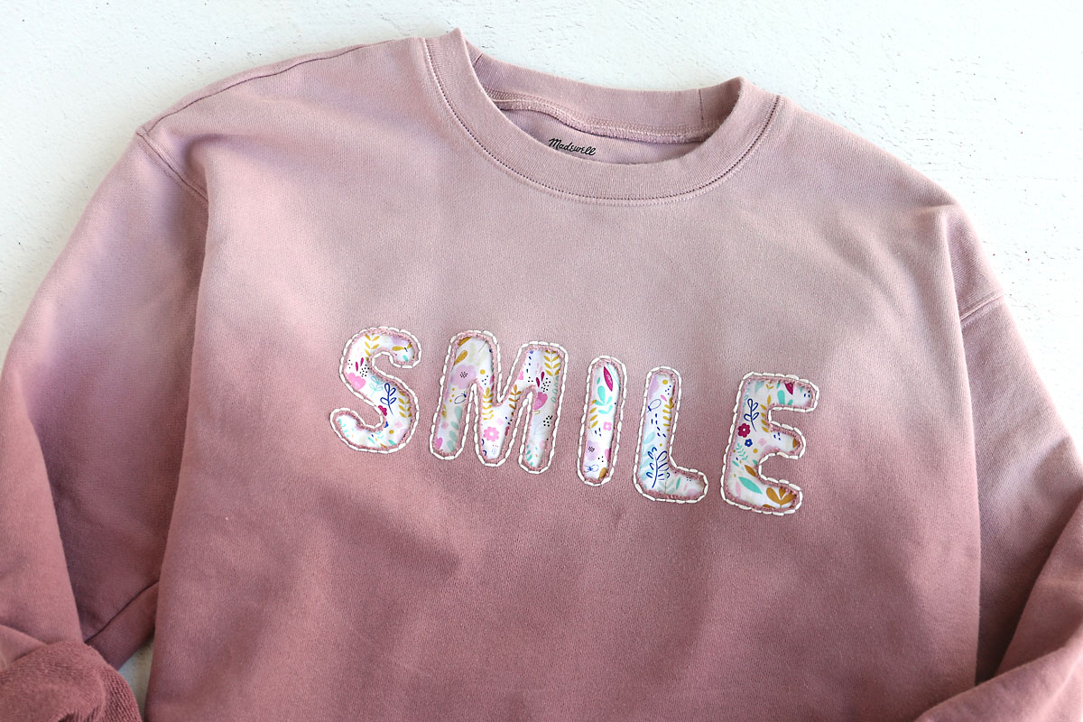 Finished reverse applique sweatshirt.