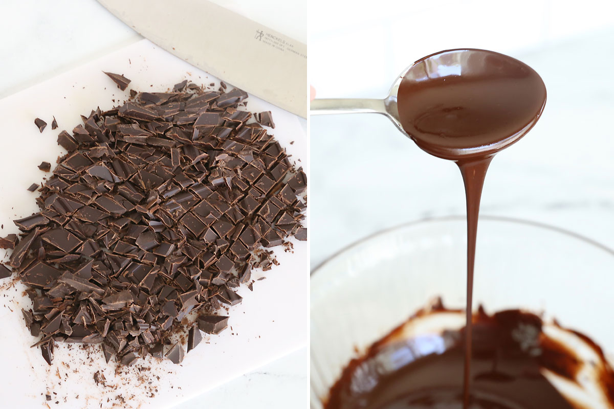 Chocolate chopped fine, melted.