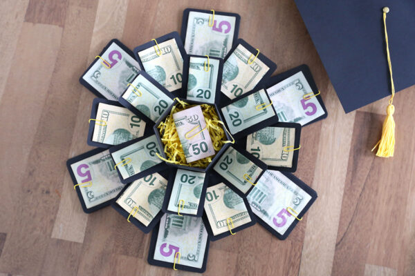 Graduation cap money explosion box.