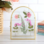 Pressed flowers in a frame.