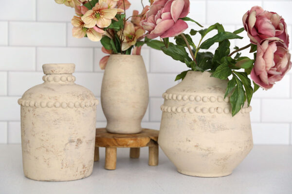 Thrifted vases made over to look ceramic.