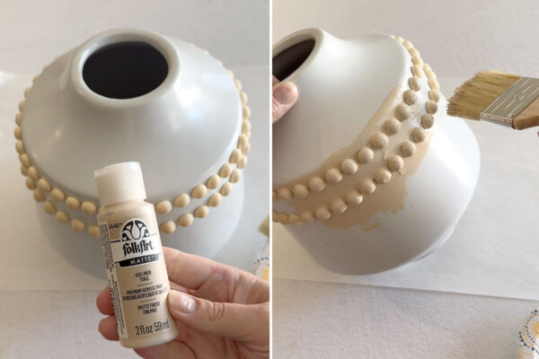 Painting over wood balls.