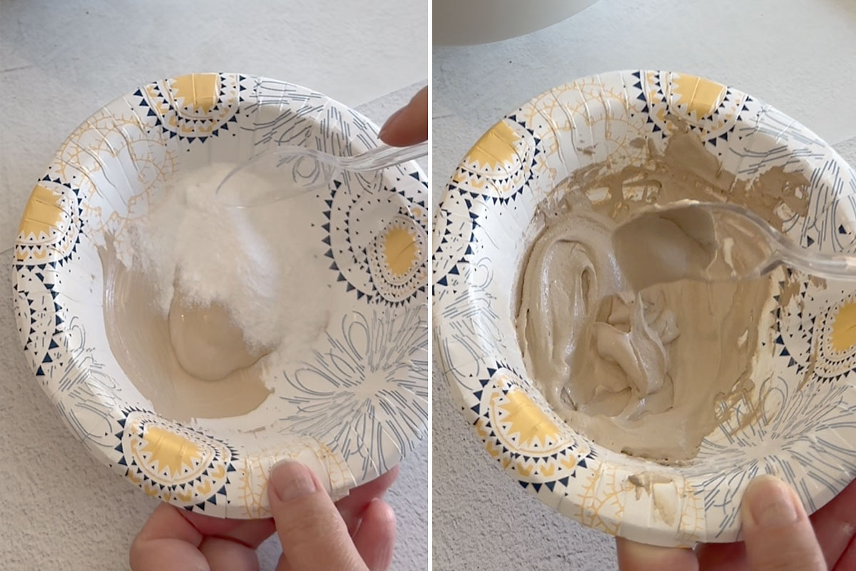 Paint mixed with baking soda.