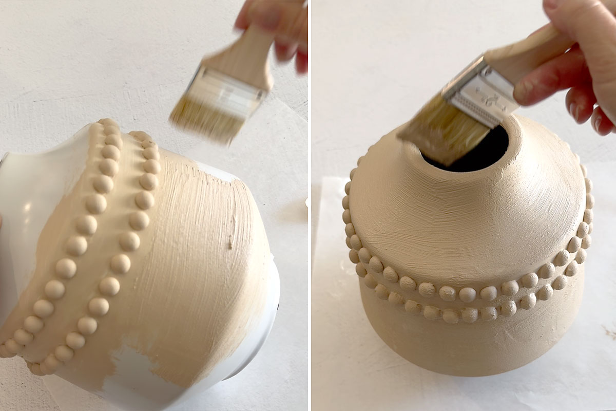 Painting on baking soda paint.