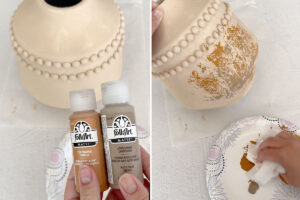 Applying darker colors with bunched up paper towel.