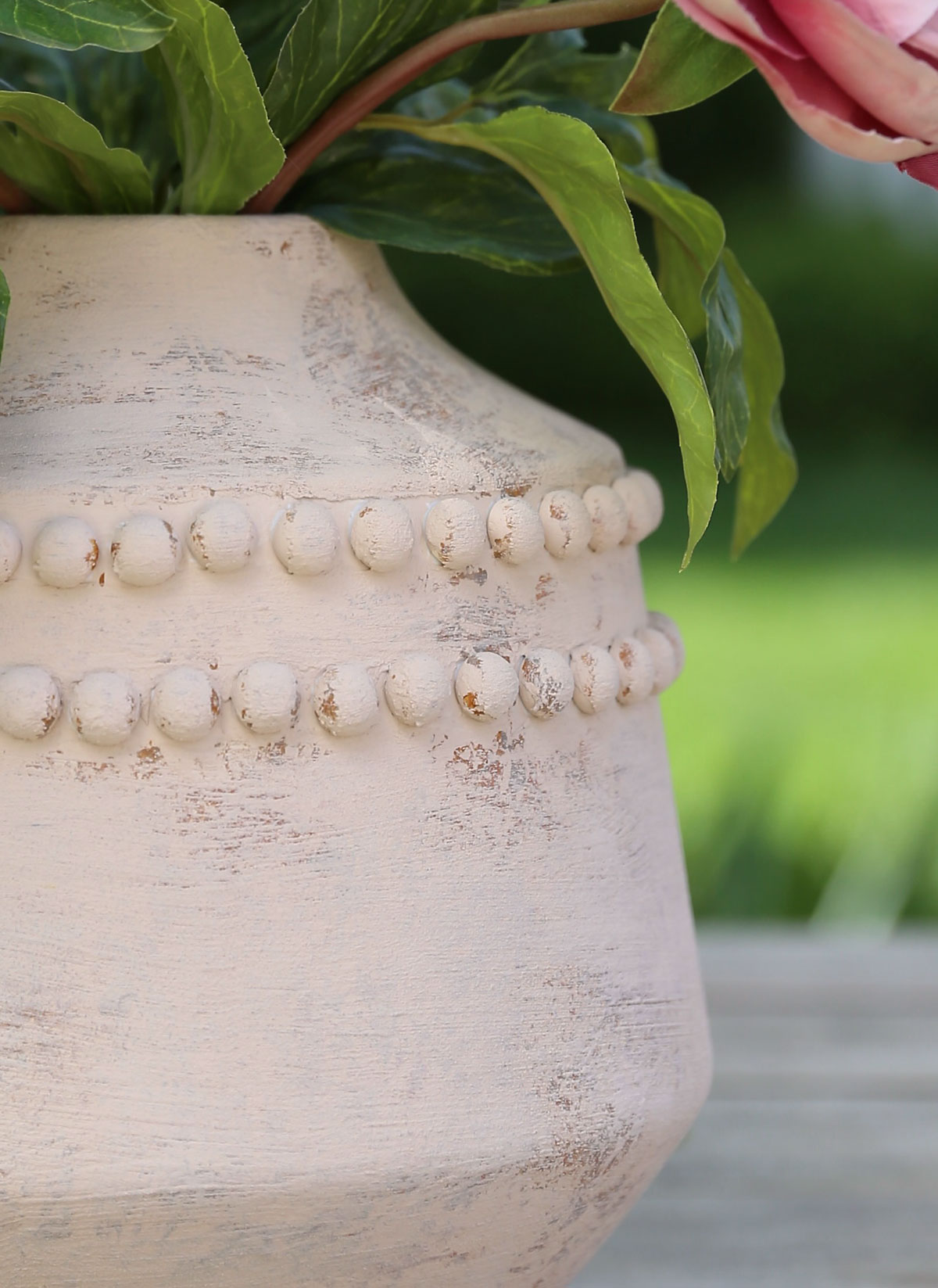 Closeup of texture on vase.