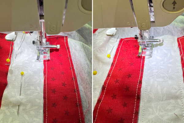 Sewing additional stripes.