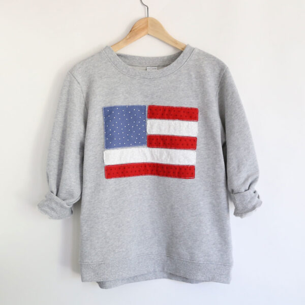 DIY American flag sweatshirt.