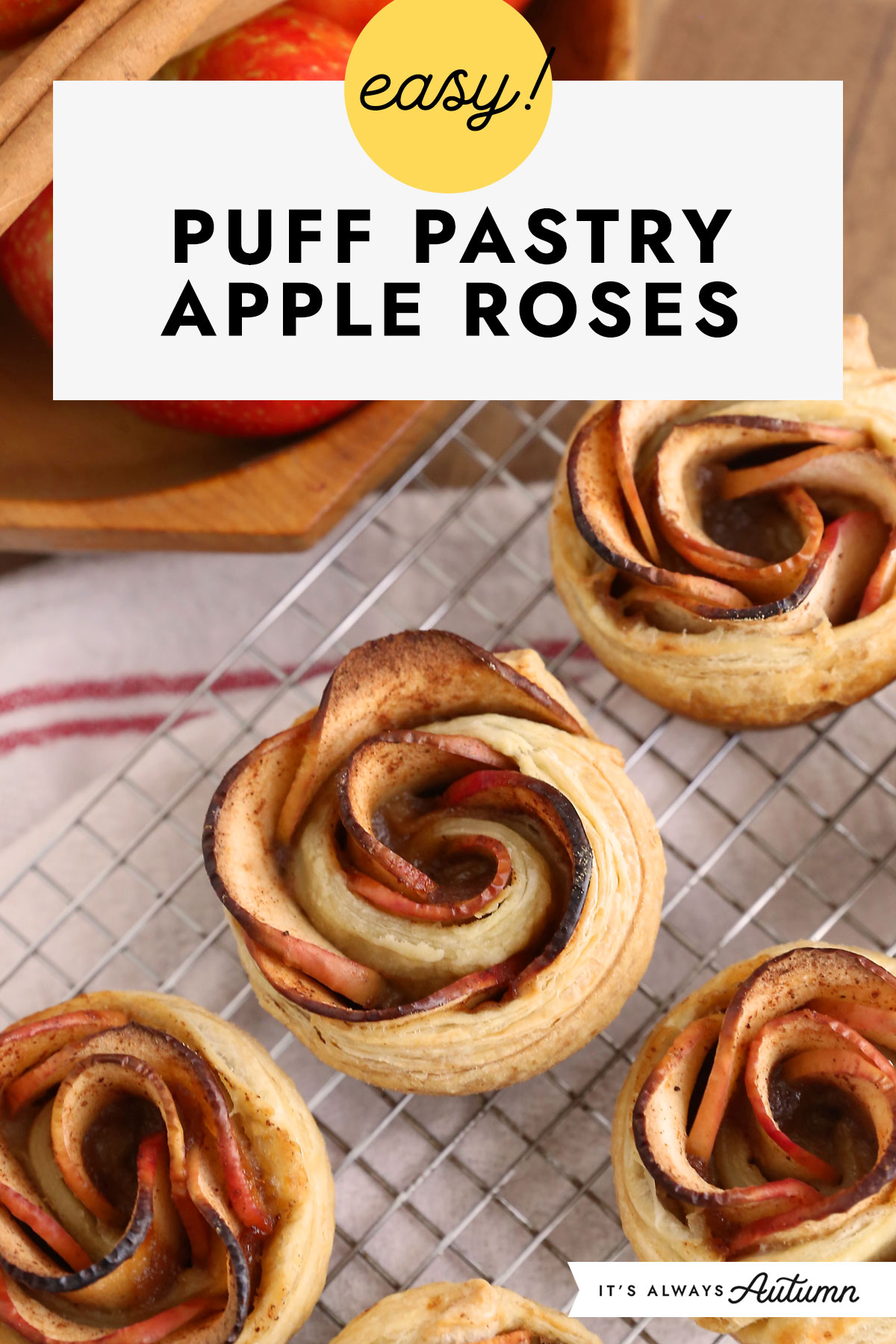 Easy! Puff pastry apple roses.