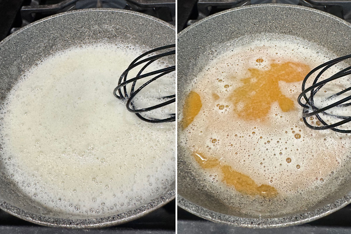 Browning butter.