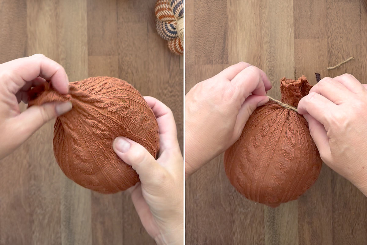 Stuff with polyfill and tie closed.