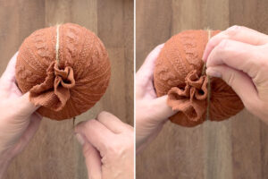 Wrap twine around sock.