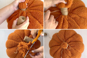 Wrap twine around raw edges to create stem.