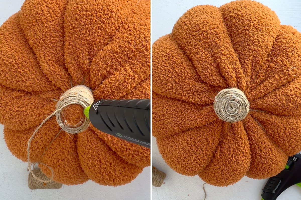 Glue twine all around stem.