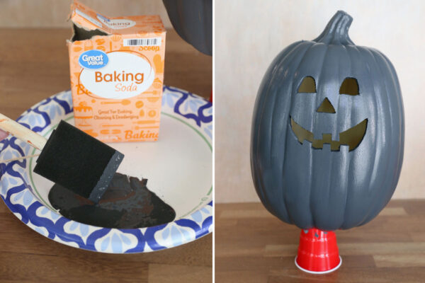 Mix baking soda into paint and recoat.