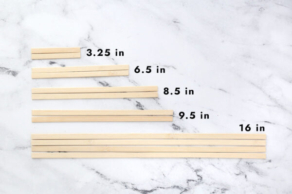 Bamboo strips cut to length.