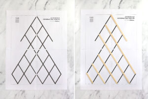 Printed template with strips on the right side.