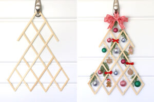 Finished wall hanging undecorated and decorated.