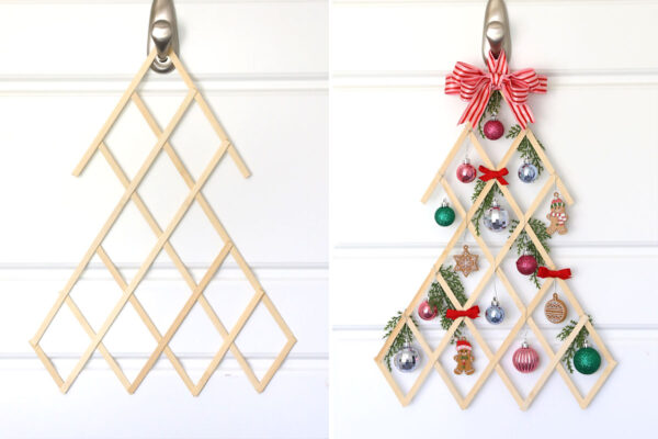 Finished wall hanging undecorated and decorated.