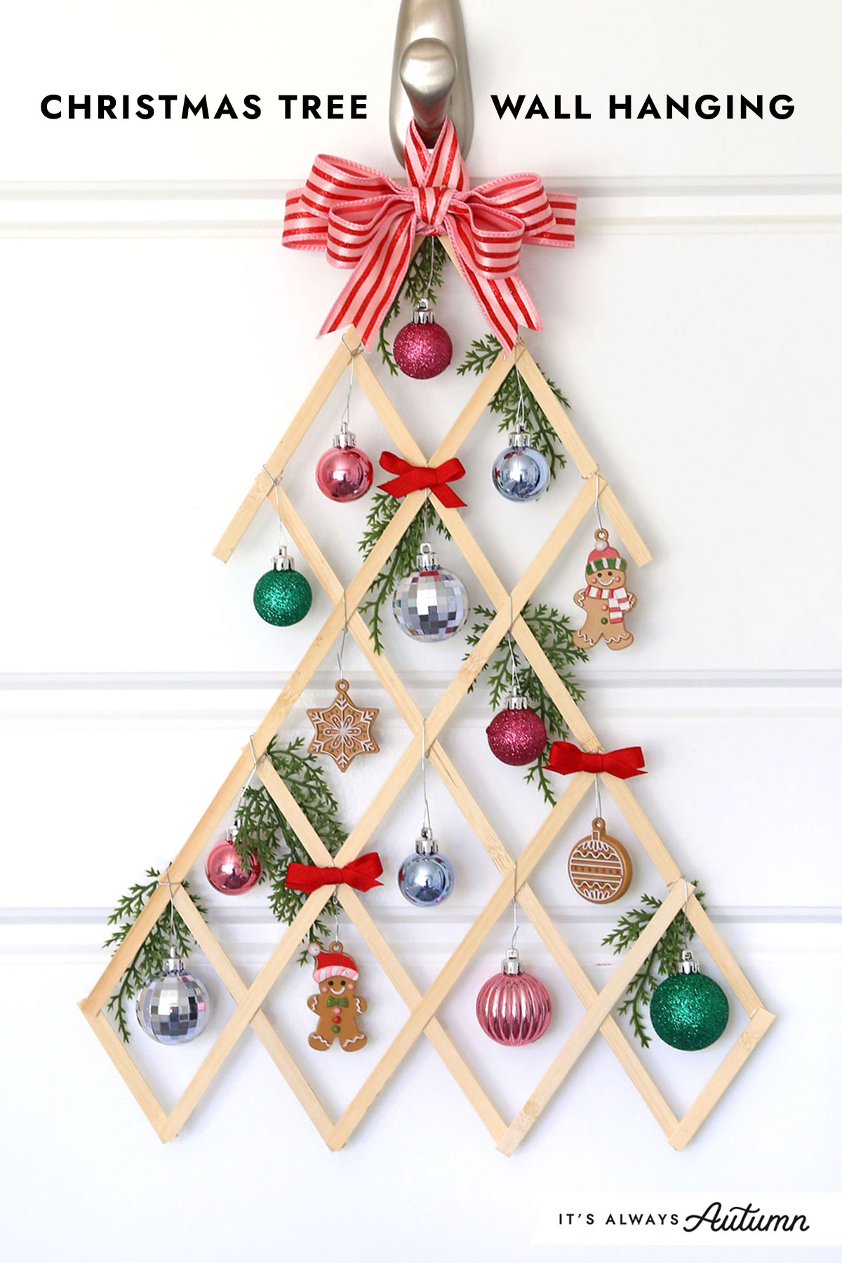 DIY Christmas tree wall hanging.