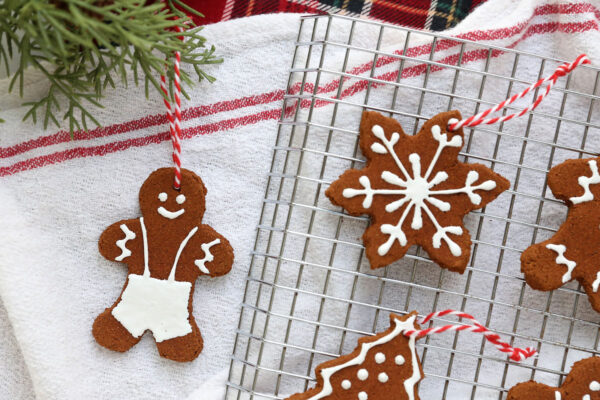Gingerbread cookie Christmas ornaments.