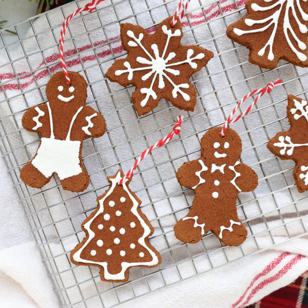 Gingerbread cookie Christmas ornaments.