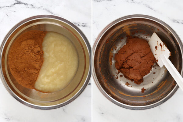 Mix applesauce and cinnamon together.