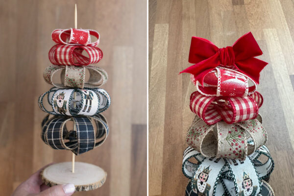Topping tree with bow.