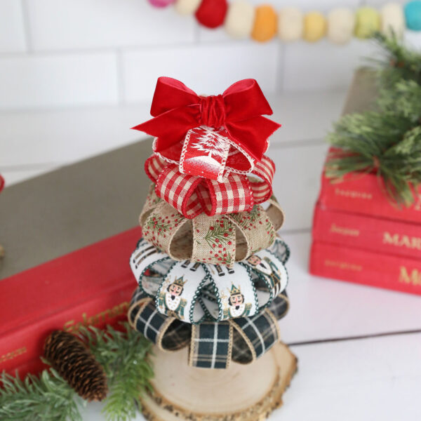Ribbon Christmas tree craft.